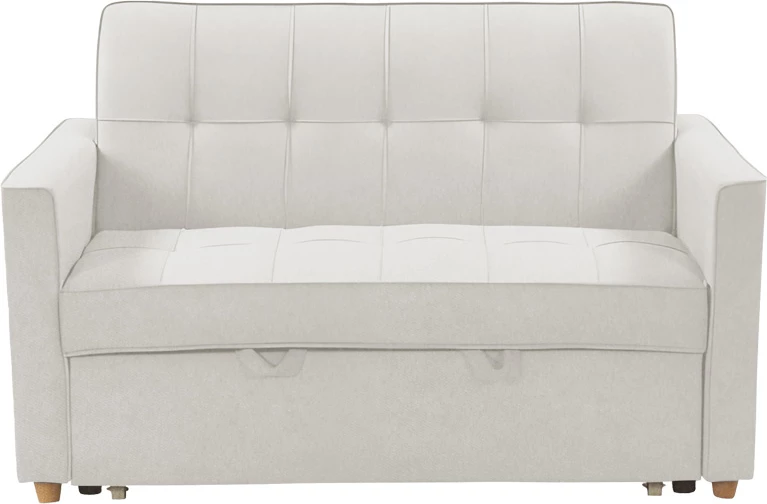 Divan 2-vendësh që shndërrohet në shtrat, ngjyrë bezhë-gri, 142x93x90 cm