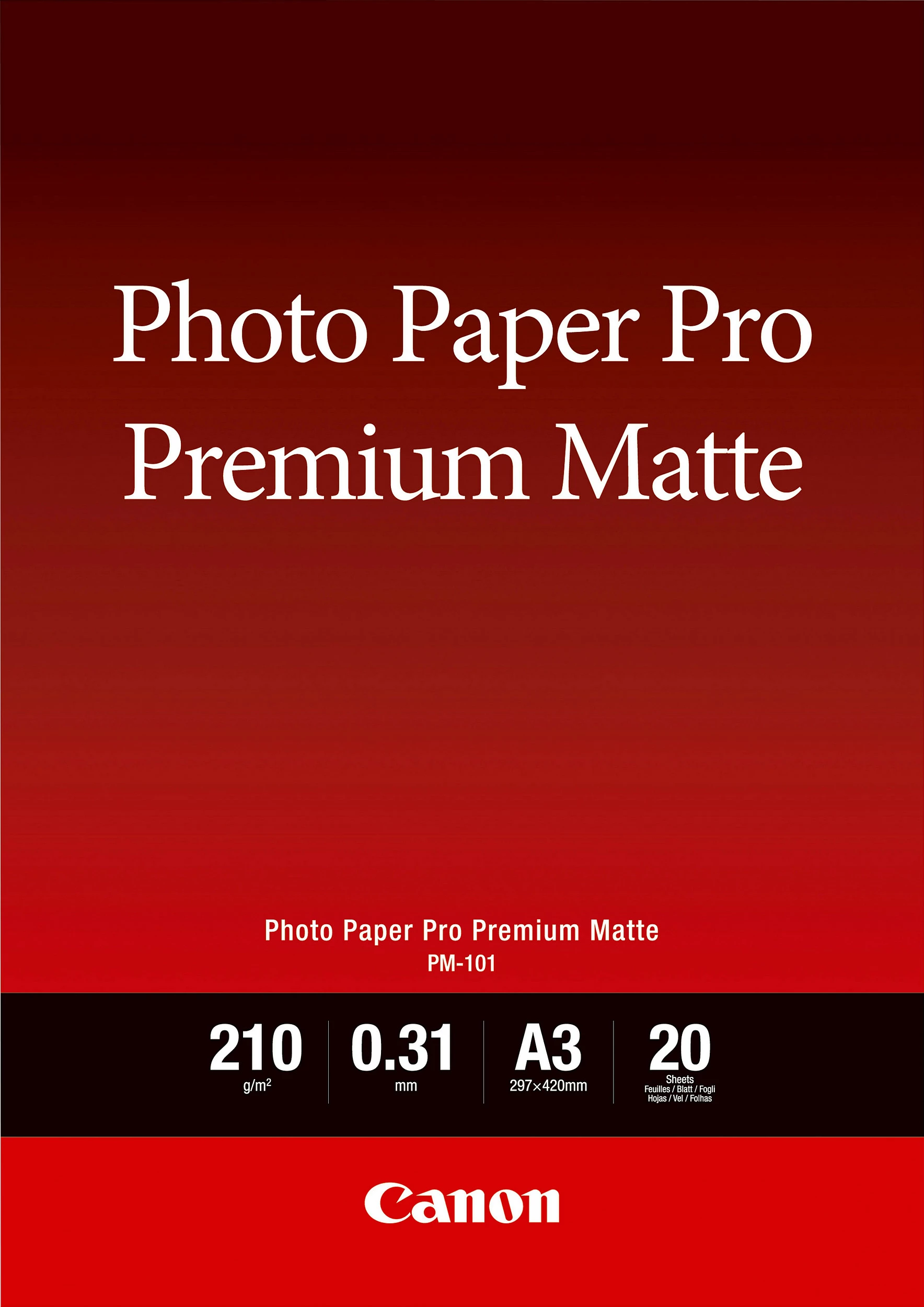 Letër fotografike Canon PM-101 Pro Premium Matte, A3, 20 fletë, matte