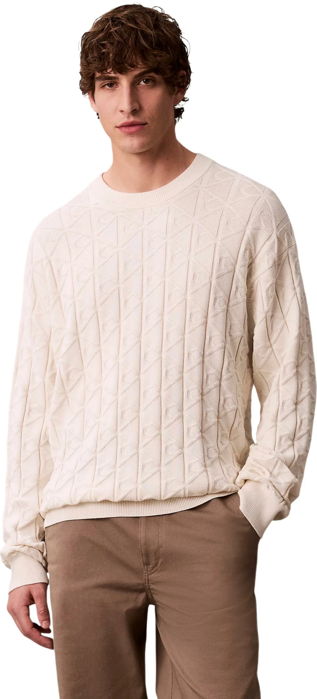 Xhemper për meshkuj Calvin Klein Jeans LV04RE301G, krem