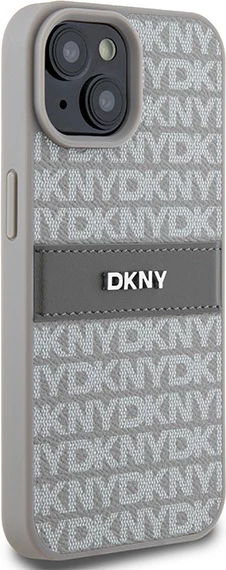 Mbështjellës DKNY Mono Stripe & Metal Logo për iPhone 15 Plus / 14 Plus, Bezhe
