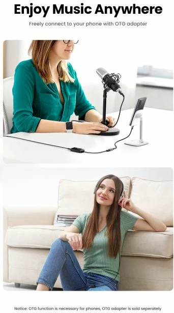 kartë zëri USB e jashtme UGREEN 40964, USB 2.0, 3x 3.5mm, kontroll volum + mute, e zezë