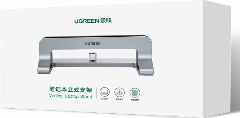 Mbajtëse vertikale për laptop Ugreen 20471B, e rregullueshme 12–26 mm, aliazh zinku, Silver, 1 copë