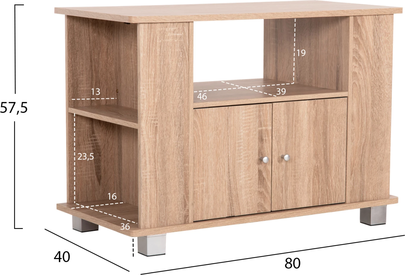 Komodinë televizori CLUSE FH2404.20 melaminë, ngjyrë lisi sonama, 80x40x57.5H cm 6