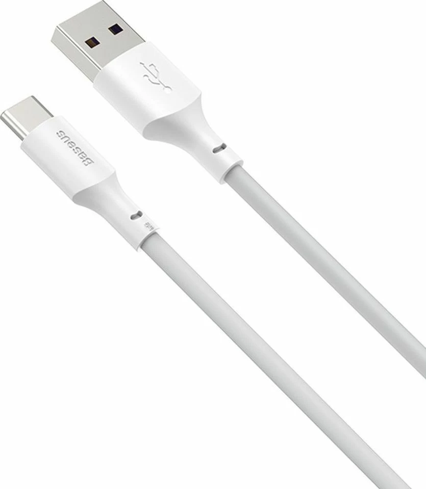 Kabllo USB Baseus Wisdom TZCATZJ-02 USB-A në USB-C, 1.5 m, 5A, USB 2.0, set 2 copë, e bardhë