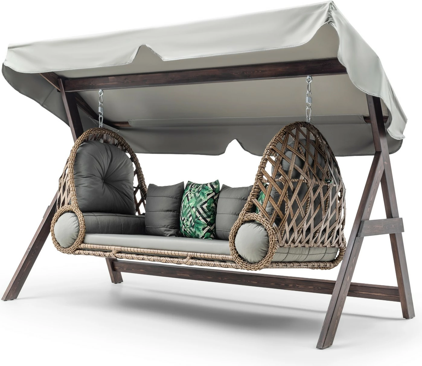 Karrige lëkundëse treshe për kopsht, Skye Decor, Saltanat, ngjyrë gri