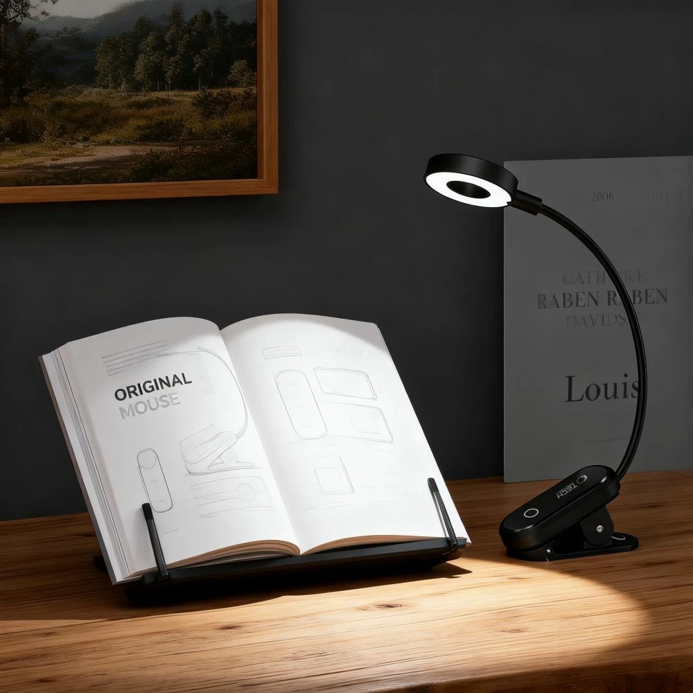 Llambë leximi me klip Tech-Protect LL100, 10 LED, 3 ngjyra drite, USB-C, kabllo USB-A/USB-C 30 cm, e zezë