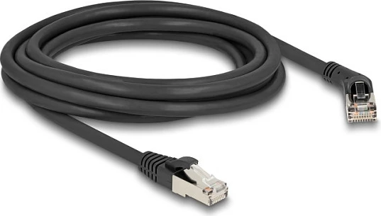 Kabllo rrjeti DeLOCK Cat6A RJ45, 3 m, S/FTP, 10 Gbps, konektor 45° djathtas, e zezë