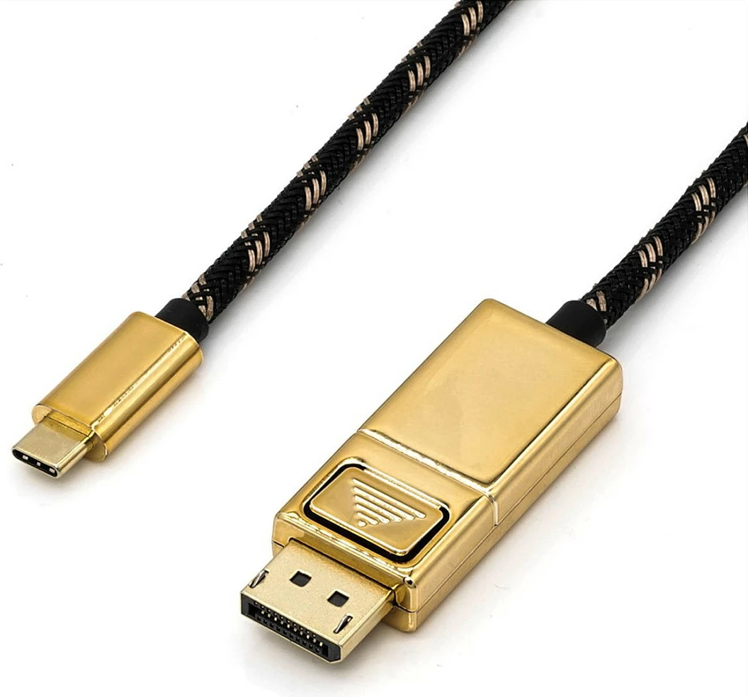 Kabllo ROLINE 11.04.5849 USB-C në DisplayPort, DP 1.2, 4096x2560@60Hz, e zezë/ari