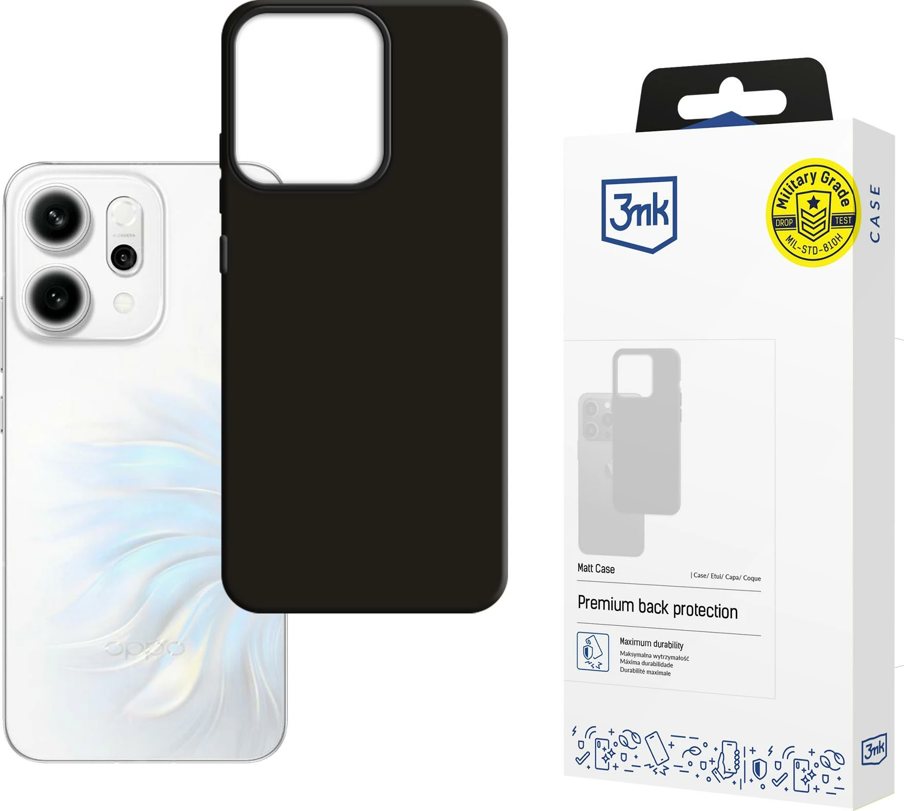 Mbështjellës 3mk Matt Case për Oppo Reno 14, i zi, në kuti