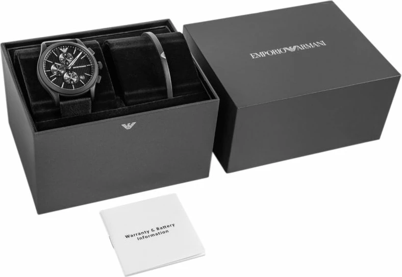 Orë dore me byzylyk për meshkuj Emporio Armani, të zeza