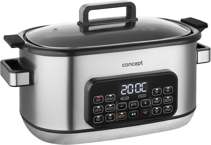 Multicooker/slow cooker Concept CK9000 6L 1250W 10 programe inox me shportë avulli dhe formë silikoni