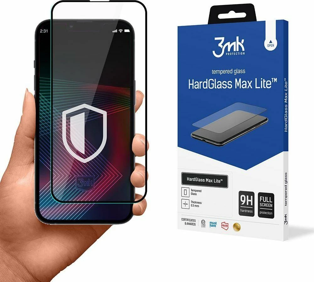 Xham i kalitur 3MK HardGlass Max Lite 9H 0.3mm për iPhone 14/13 Pro/13, set 1 copë