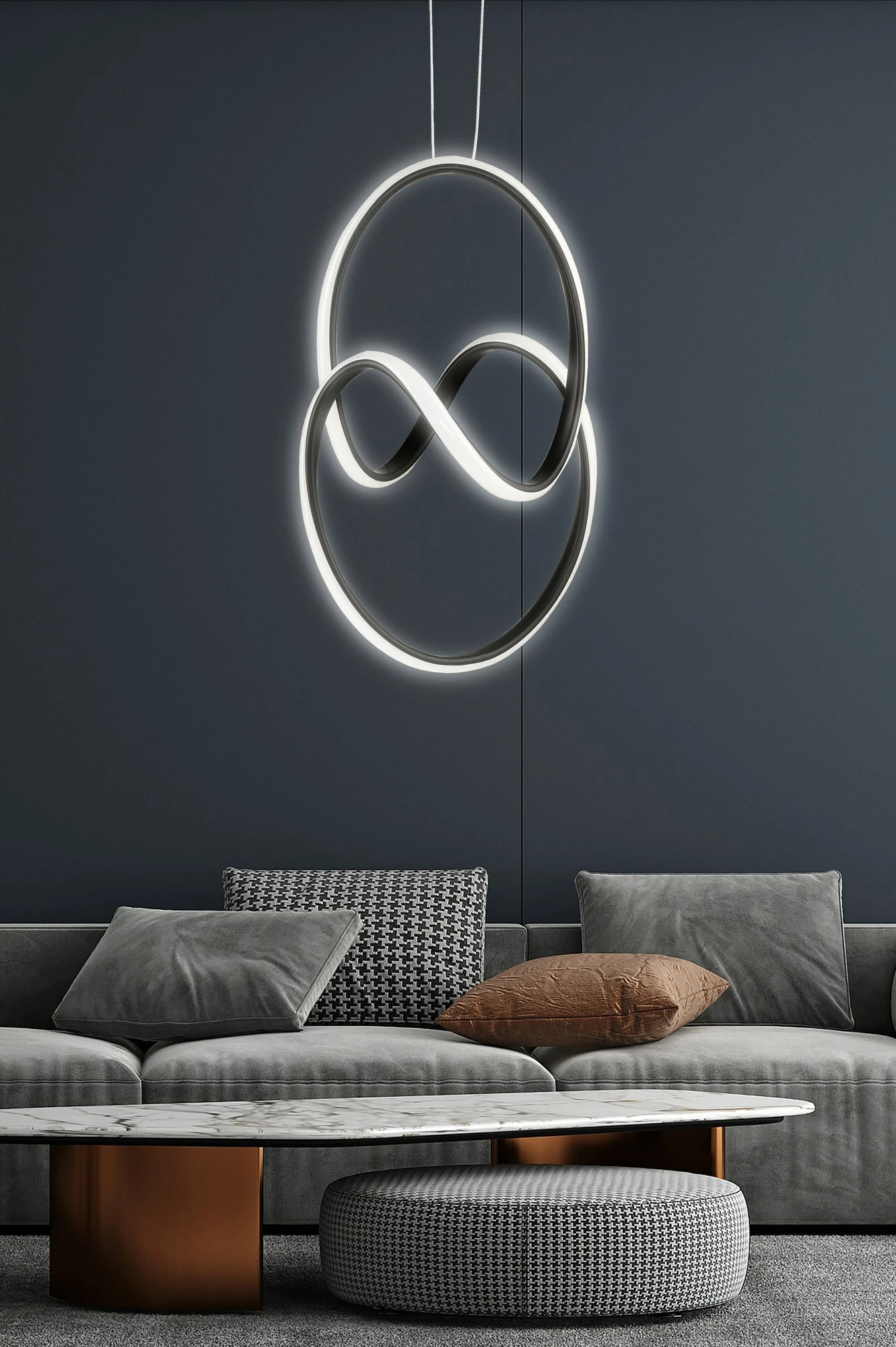 Llambë tavani Opviq Yin Yang, e zezë-bardhë, dritë LED