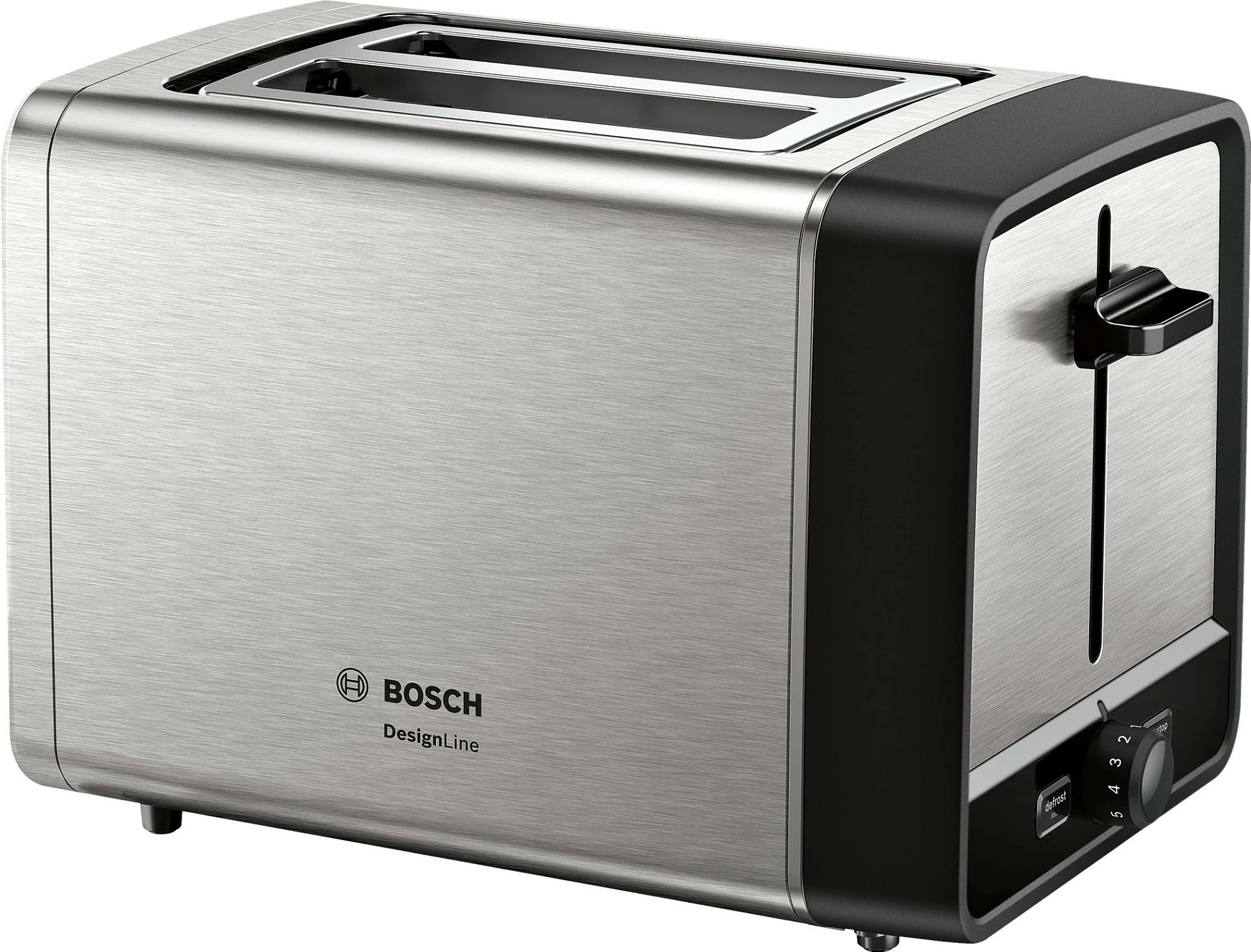 Toster Bosch TAT5P420 DesignLine, 2 feta, 970W, inox/zi