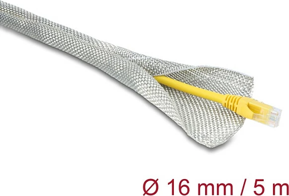 Mëngë rrjetëzuese DeLOCK EMV, vetë-mbyllëse, 5 m, Ø16 mm, bakër, argjendtë