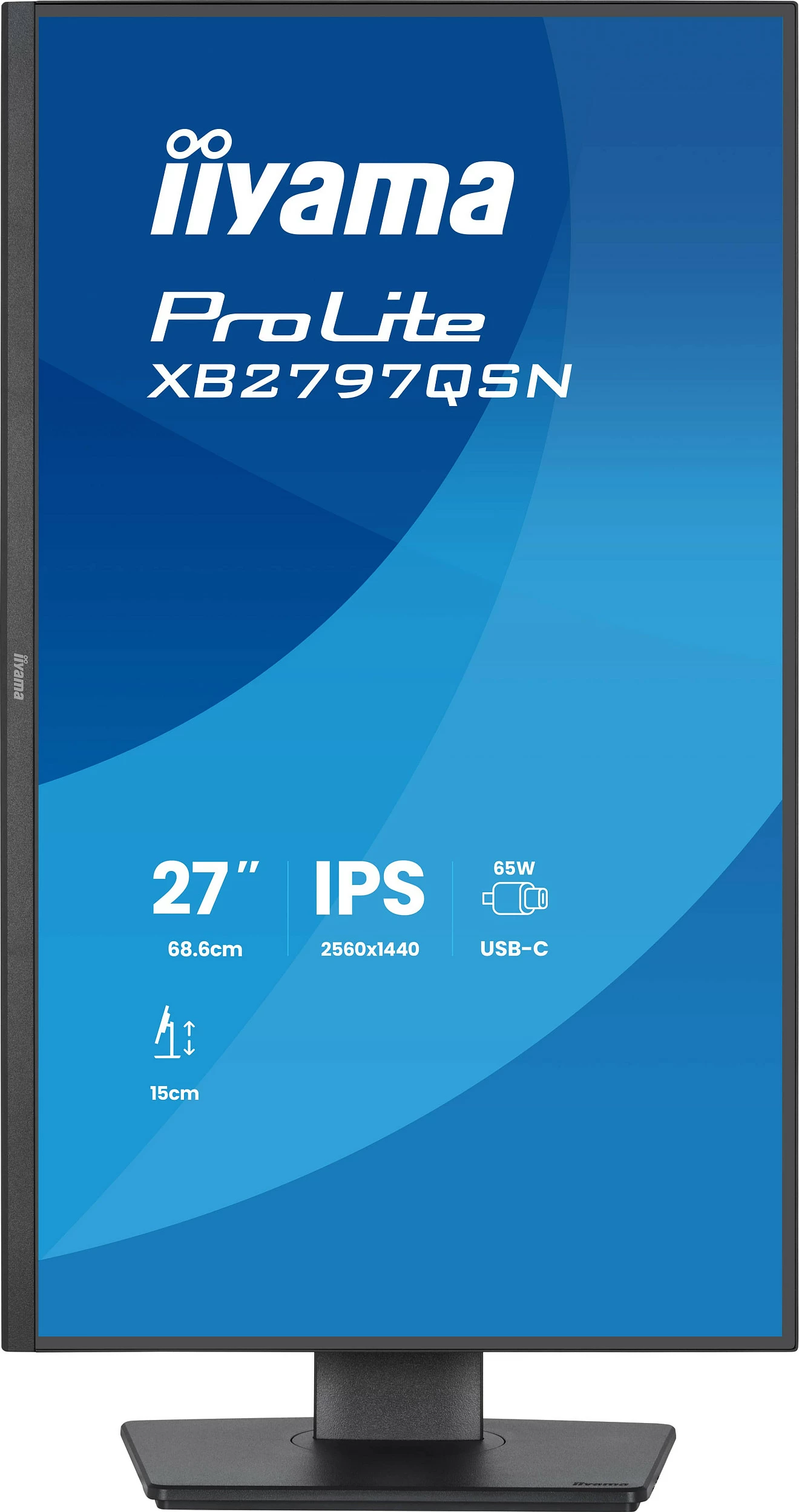 Monitor iiyama ProLite XB2797QSN-B1, 27", IPS, QHD 2560x1440, USB-C 65W, i zi