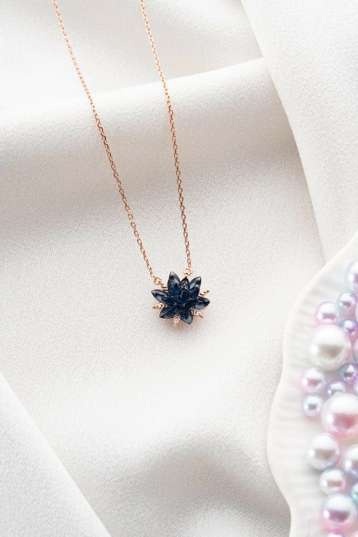 Qafore argjendi, ngjyrë navy blue dhe rozë gold, Jumeon, NRZ999291