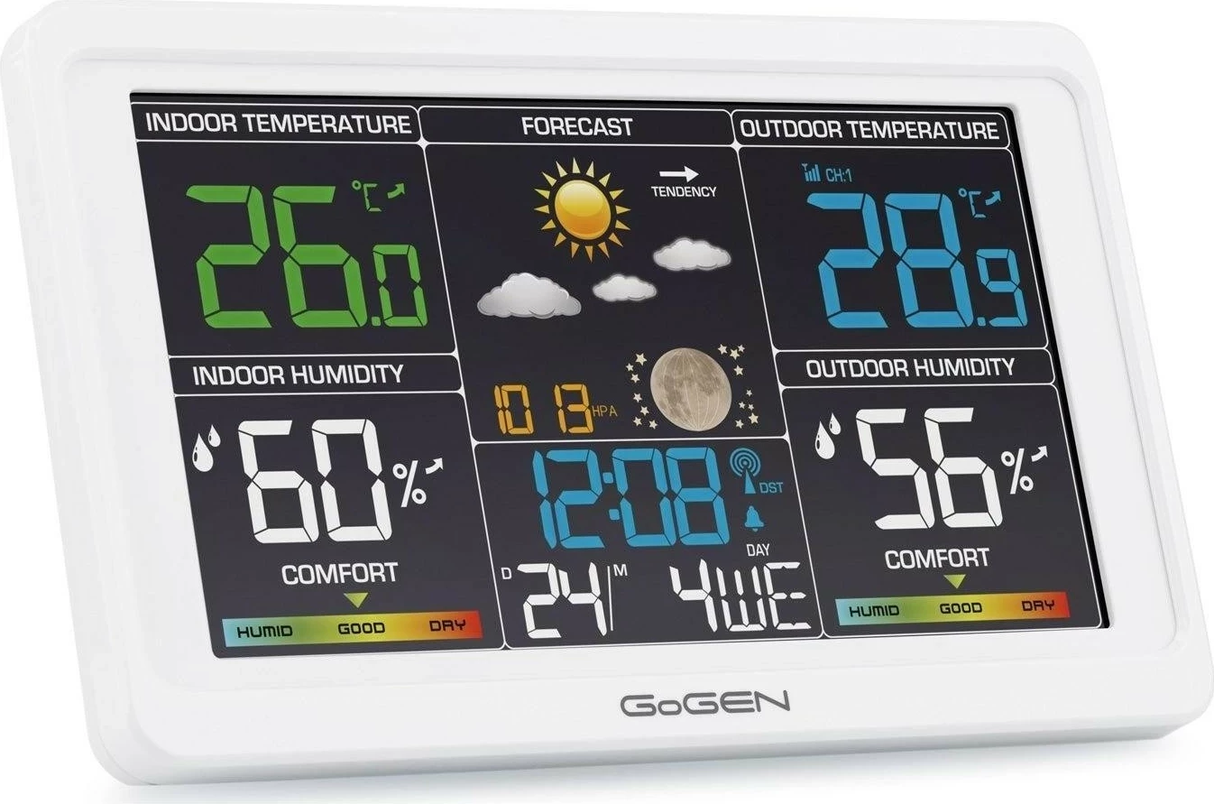 Stacion moti GoGEN GOG-ME3350, ekran me ndriçim, alarm, sensor wireless, i bardhë