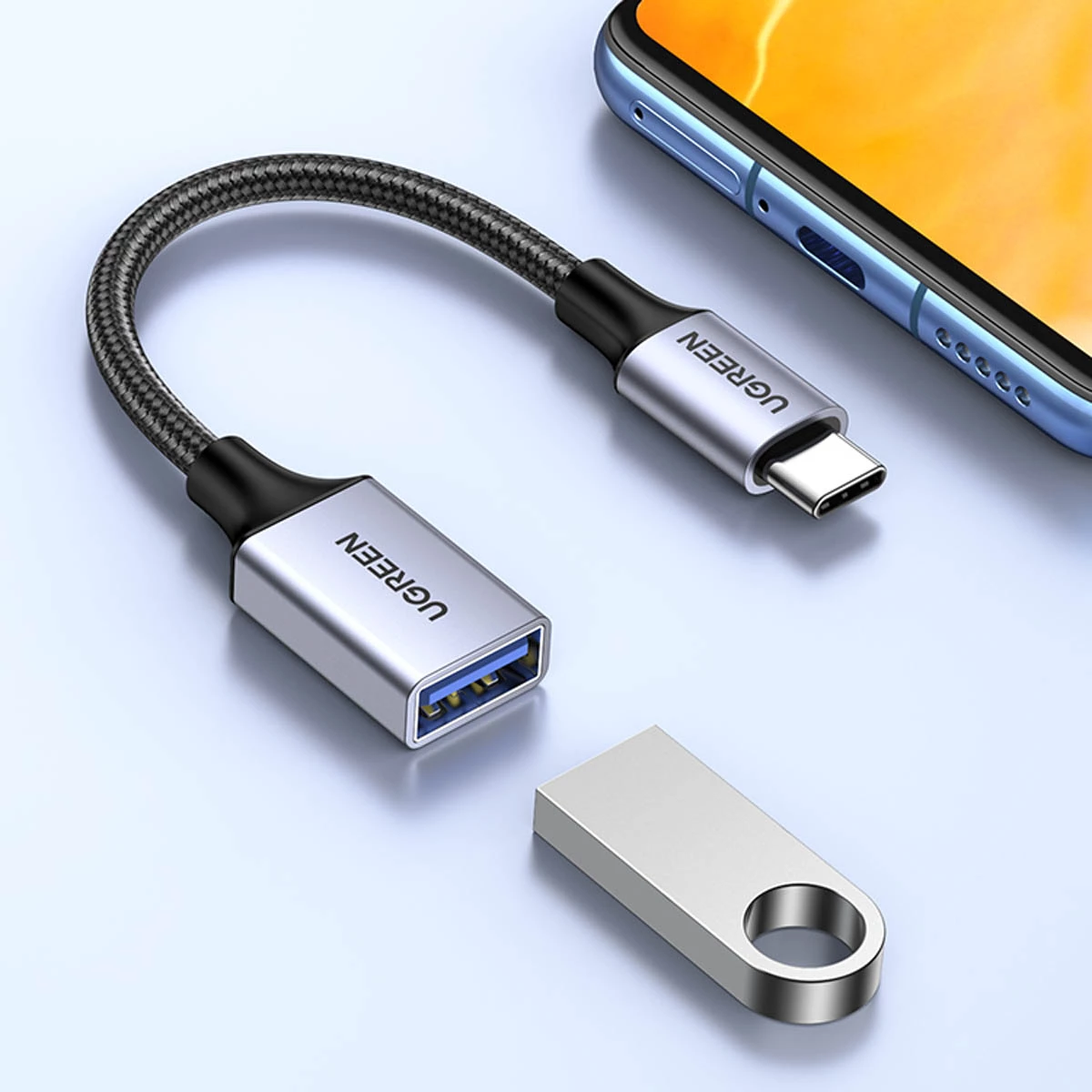 Kabllo adapter OTG Ugreen US378, USB-C (mashkull) në USB-A (femër), 0.15m, e zezë