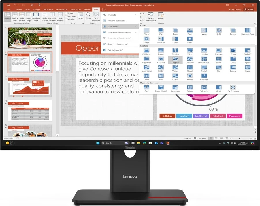 Monitor Lenovo ThinkVision T27-40, 27", Full HD, LED, i zi