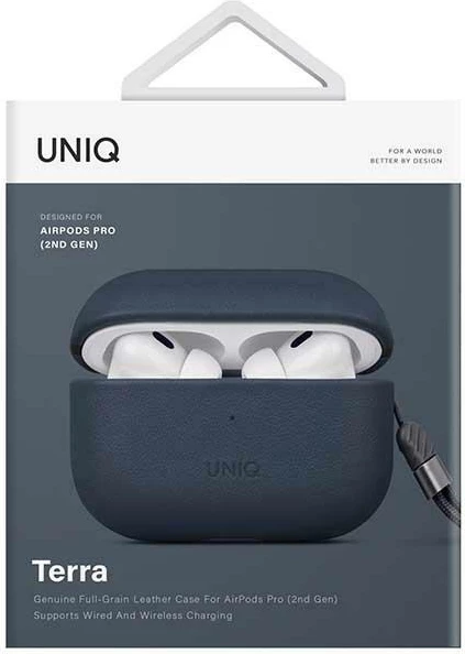 Mbështjellës UNIQ Terra për AirPods Pro 2, lëkurë, kaltër