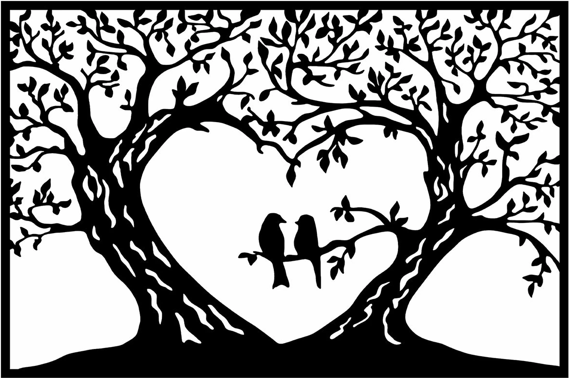 Aksesor muri dekorativ prej metali, Wallity, Birds Love - 280 S, ngjyrë e zezë, 46x69cm