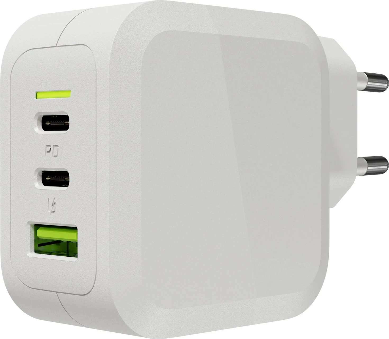 Karikues USB-C/A, Green Cell, GaN, 2xUSB-C, 1xUSB-A,65W, i bardhë  