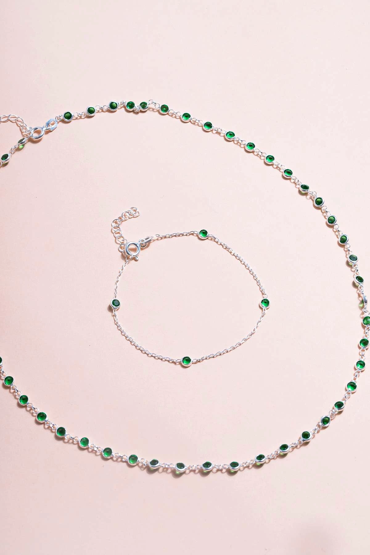 Set varëse e vathë argjendi, ngjyrë e gjelbër, Jumeon, TFNY65230