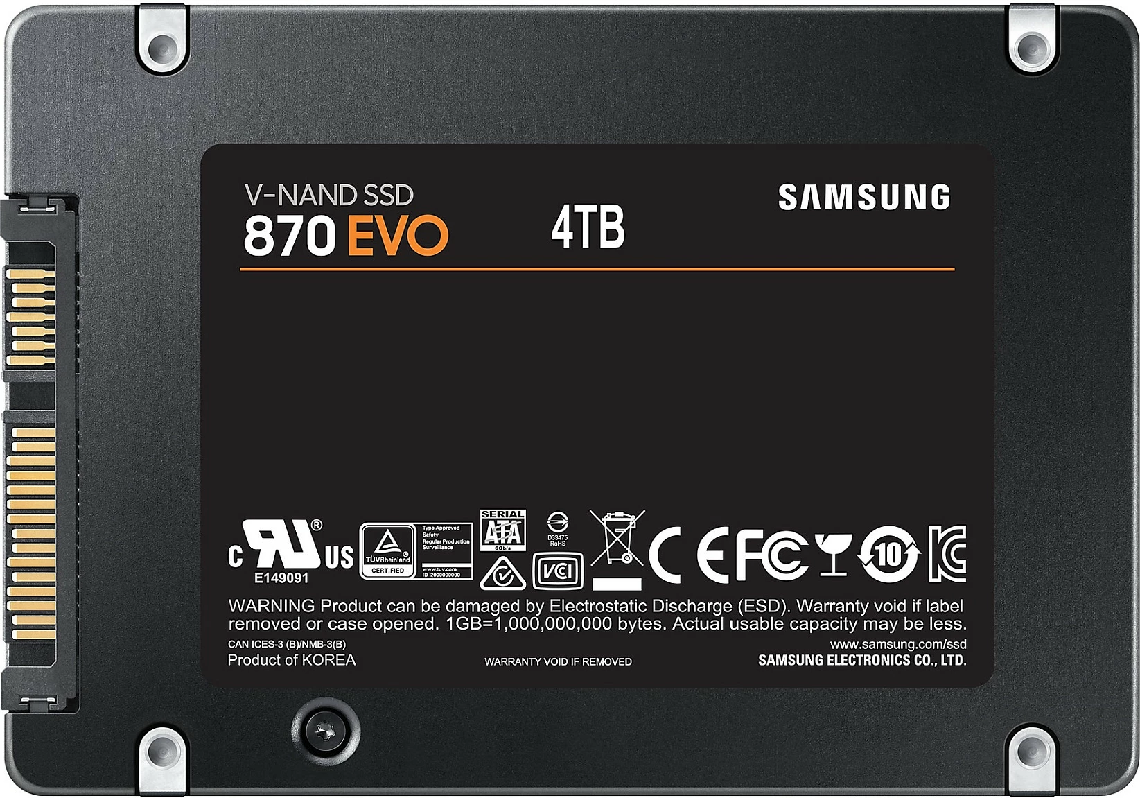 SSD Samsung 870 EVO, 4 TB, 2.5", 560 MB/s, 6 Gbit/s, e zezë
