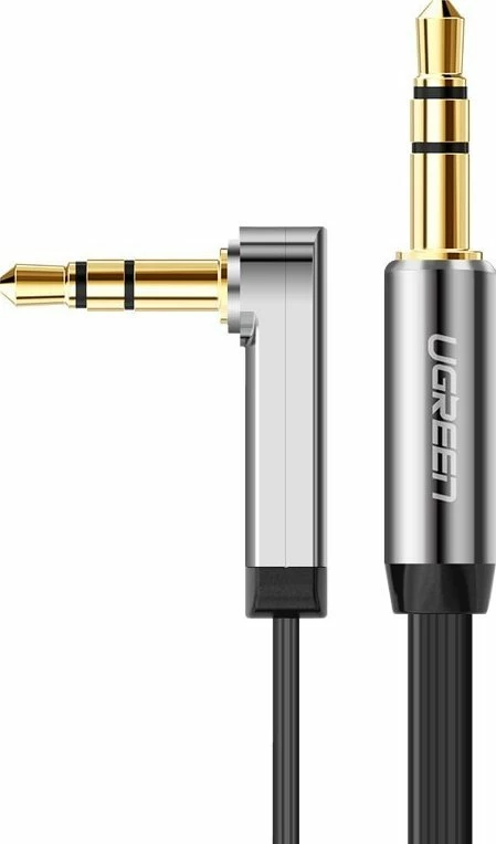 Kabllo AUX Ugreen AV119 mini jack 3.5mm në 3.5mm, e sheshtë, 0.5 m, e zezë