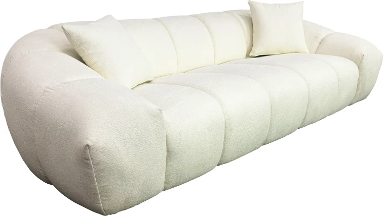 Divan BOSSANOVA, 3 vende, ngjyrë e bardhë e çelët, 255x115x71cm