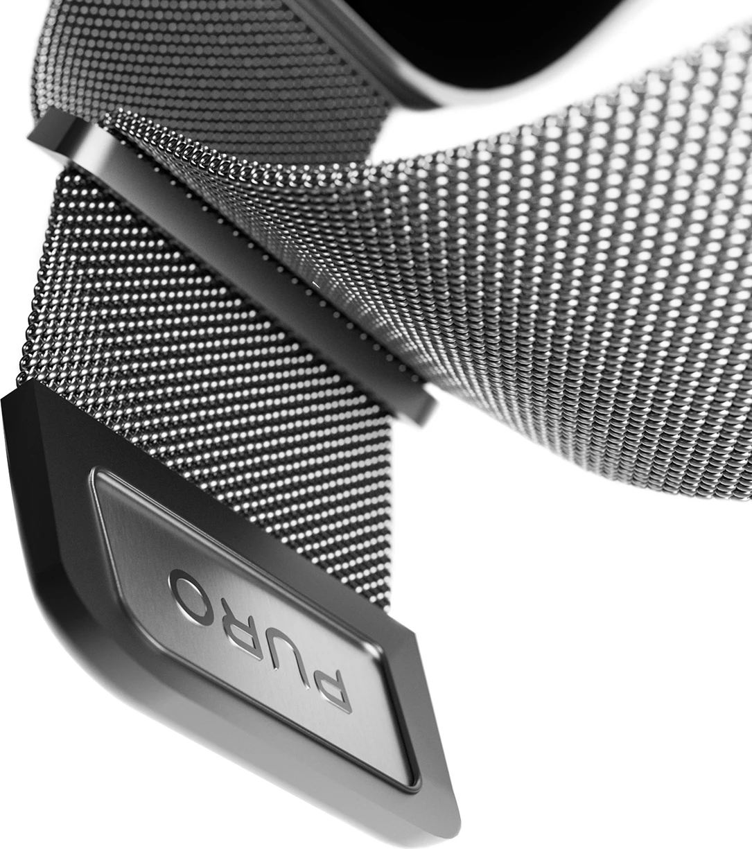 Rrip çeliku inox Puro Milanese për Apple Watch 42/44/45/49mm, Argjend