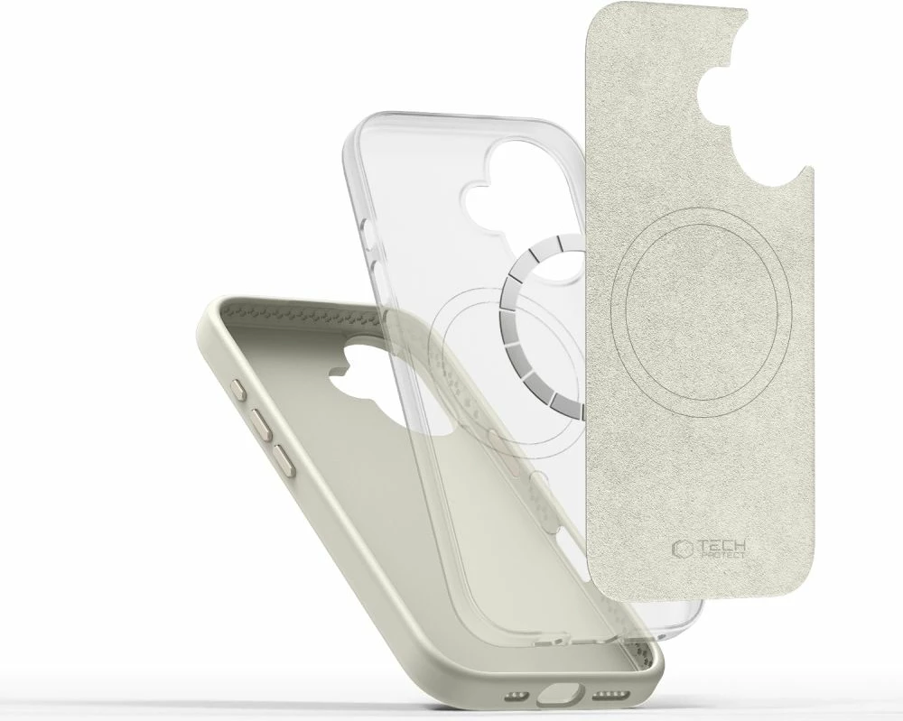 Mbështjellës Tech-Protect Silicone PU MagSafe për iPhone 16, Bezhe