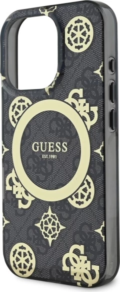 Mbështjellës Guess IML Peony On 4G Background MagSafe për iPhone 16 Pro Max, Zi