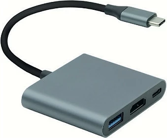 Adapter USB-C ROLINE 12.03.3199, HDMI 4K@60Hz, USB-A + USB-C PD, Gri