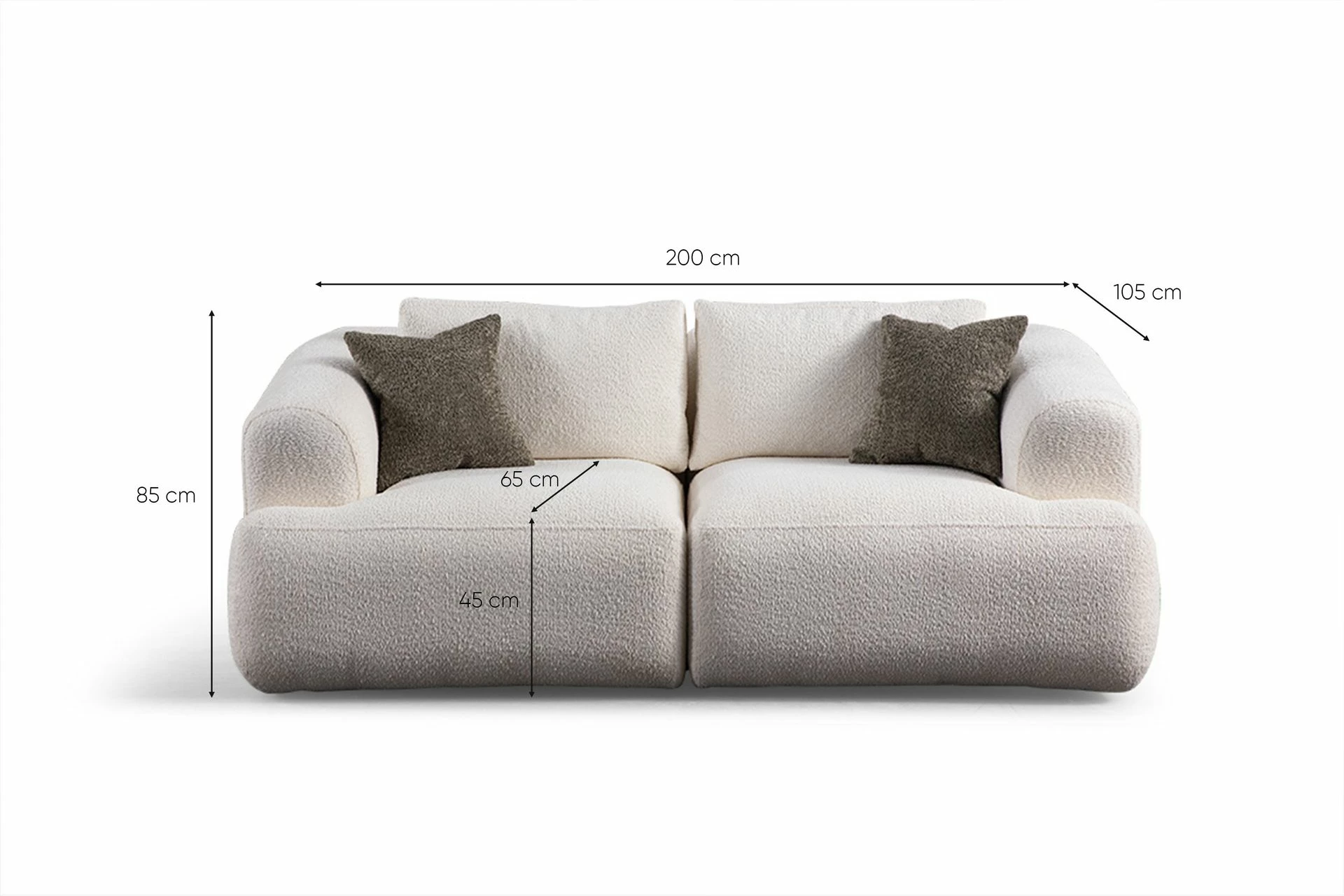 Divan dy ulëshe Atelier del Sofa, Sofia (L1 + 1R), i bardhë