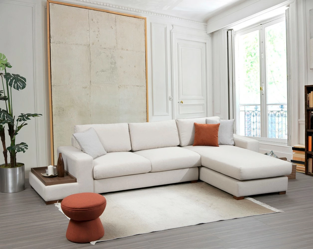 Këndore Atelier del Sofa, Loop 19, me tavolinë, e bardhë