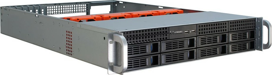 Kasë serveri Inter-Tech IPC 2U-2408, Rack 19", 2U, Hot-swap, 10x 2.5" + 2x 3.5", e zezë/inox