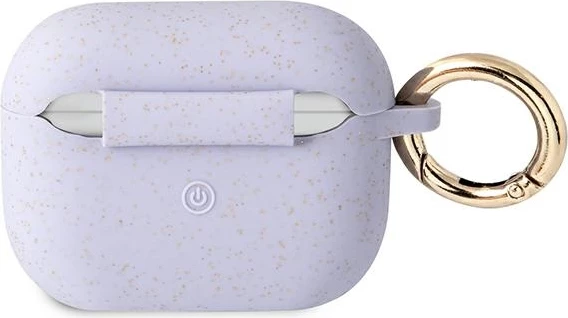 Mbështjellës Guess GUAPSGGEU për AirPods Pro, silikon me shkëlqim, vjollcë