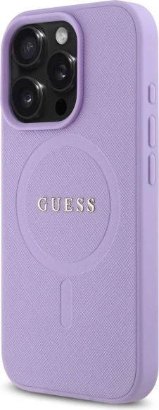 Mbështjellës Guess Saffiano MagSafe për iPhone 16 Pro Max, Violet