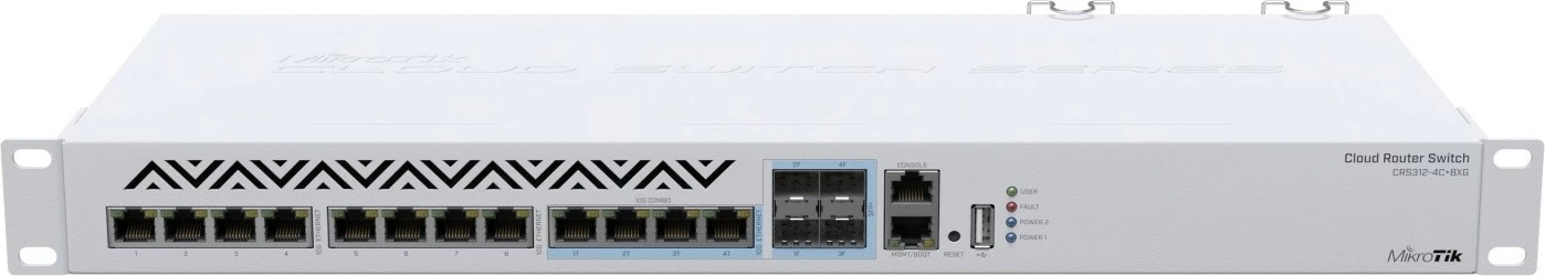 Switch i menaxhuar Mikrotik CRS312-4C+8XG-RM, rackmount, 8x10GbE, 4xSFP+, i bardhë