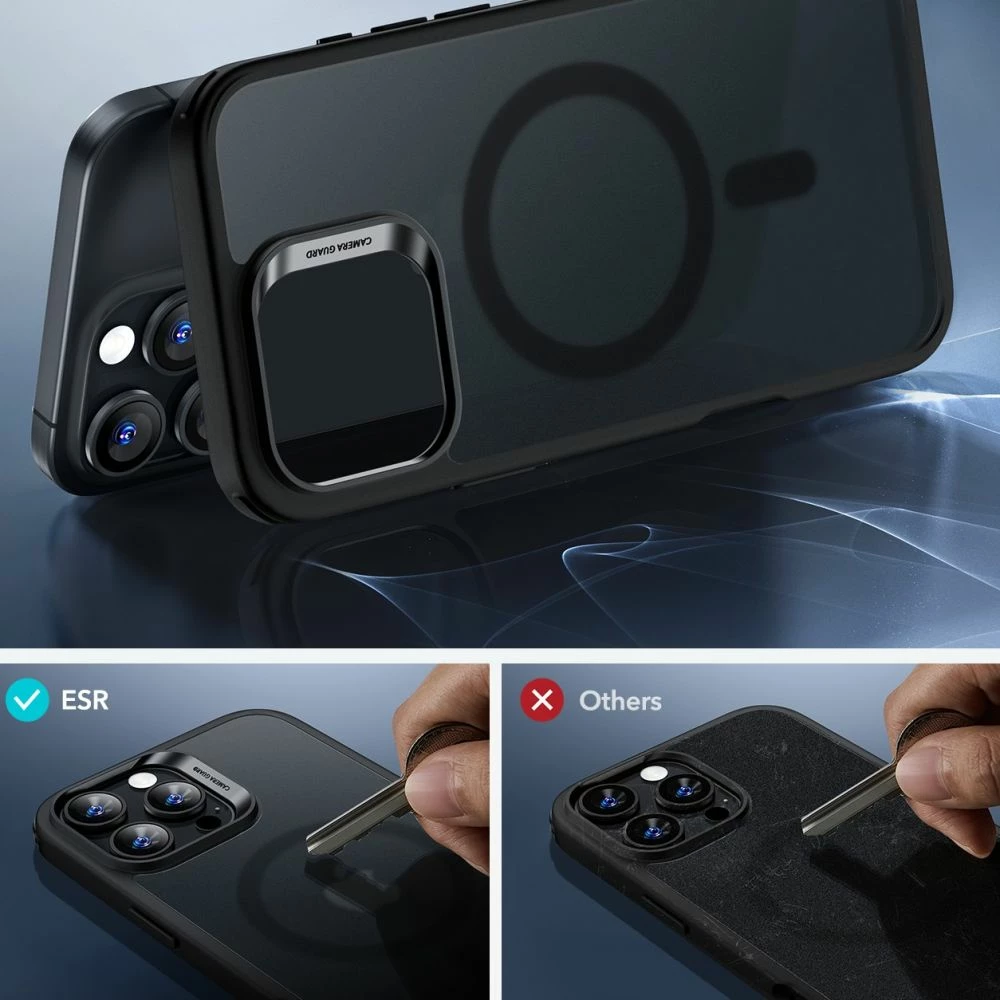 Mbështjellës ESR Classic Hybrid HaloLock me MagSafe dhe xham të temperuar për iPhone 16 Pro, Gjysmë-transparent