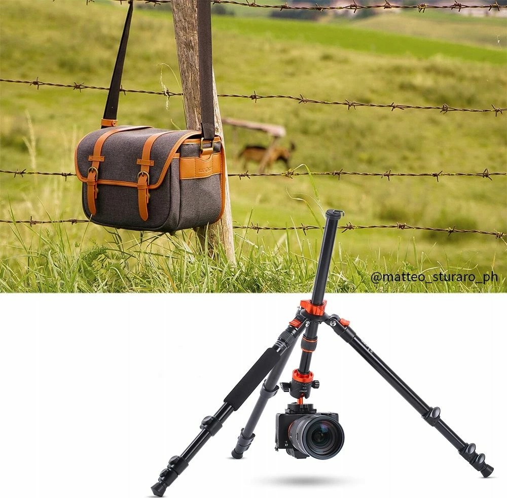 Tripod/monopod K&F Concept SB6234, 185 cm, 10 kg, kokë 360°, zezë/portokalli