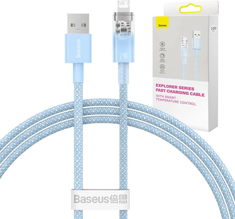 Kabllo karikimi i shpejtë Baseus Explorer, USB në Lightning, 1m, Blu