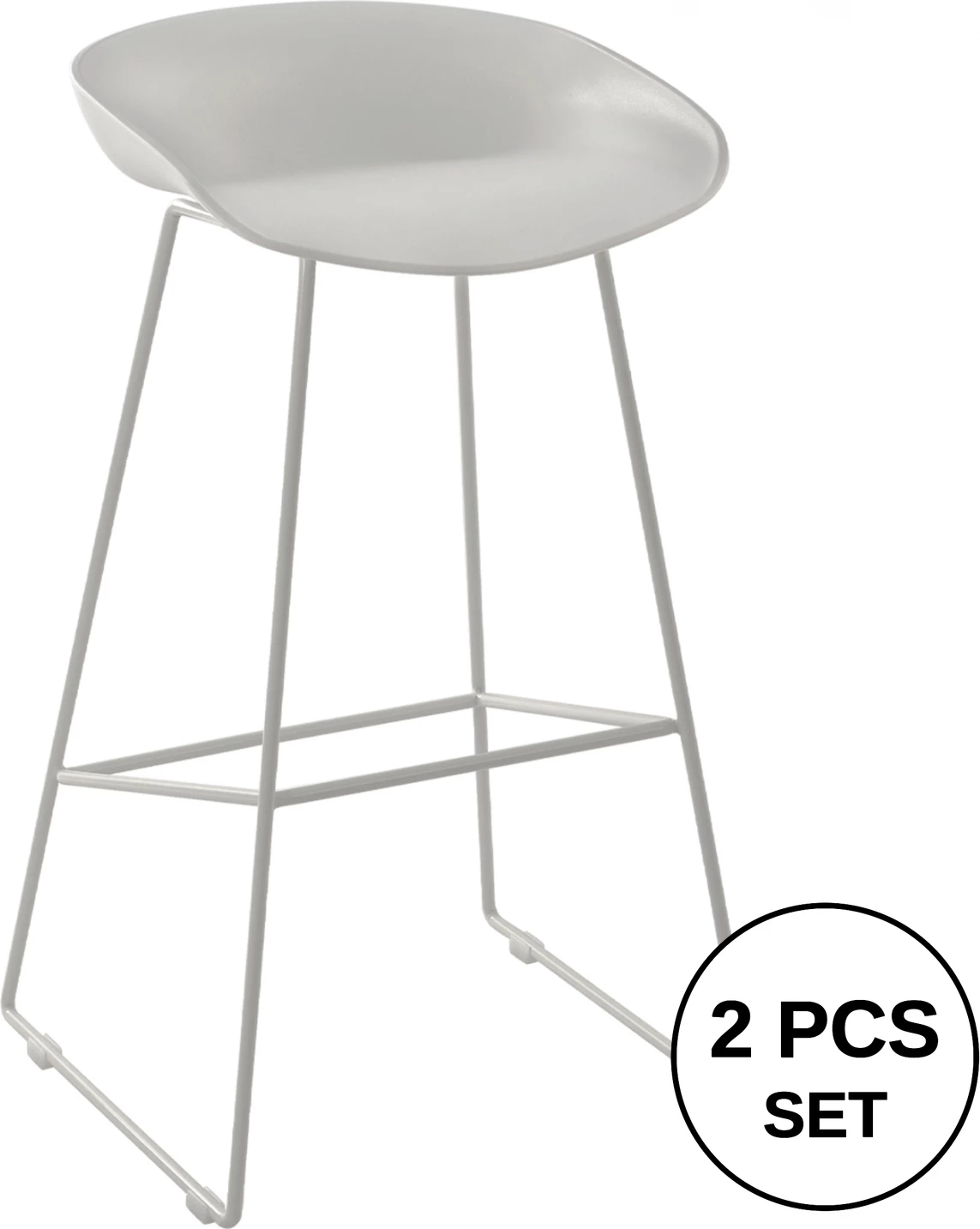 Karrige për bar FH8450.01 Metalike me ulëse PP e bardhë 47x47x83cm, set prej 2 copë