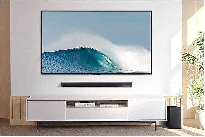 Soundbar, Samsung HW-Q600C, 3.1.2 kanale, Dolby Atmos & DTS:X, subwoofer pa kabllo, e zezë