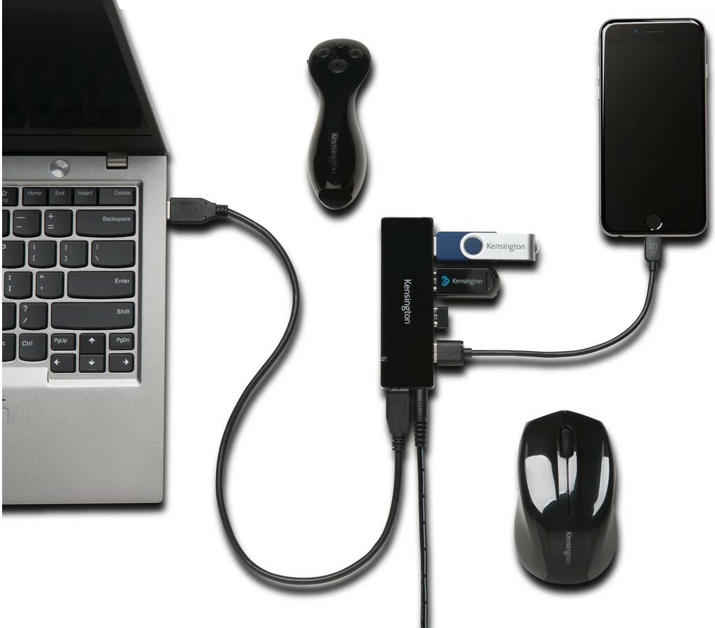 USB Hub Kensington 4 porta, USB 3.0, 5Gbps, i zi