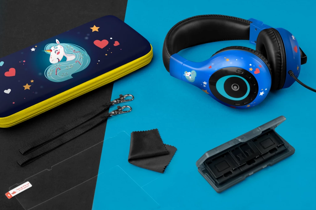 Paketë aksesorësh 6-në-1 për Nintendo Switch/Switch Lite Nacon Unicorn, blu