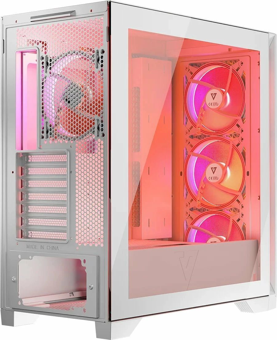 Kasë Modecom Volcano Expanse T Apex ARGB (AT-EXPANSE-TG-20-000000-0002), Midi Tower ATX/mATX/ITX, 4x 140mm ARGB, USB-C, pa furnizues rryme, e bardhë