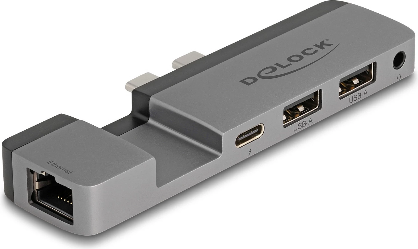 Docking station DeLOCK Thunderbolt 4, 5K, 100W PD, 10Gbps, LAN, Audio, e zezë/gri